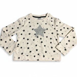 BCG Girls' Star Print Crewneck Sweatshirt Off White NEW